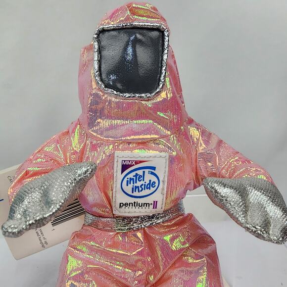 2 Intel Bunny People MMX Pentium II Iridescent Pink & Blue Bean 8" Plush 1997 - Picture 3 of 8